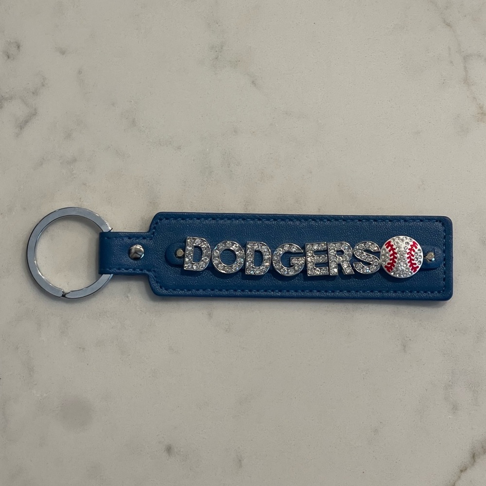 Blue Dodgers Bling Keychain